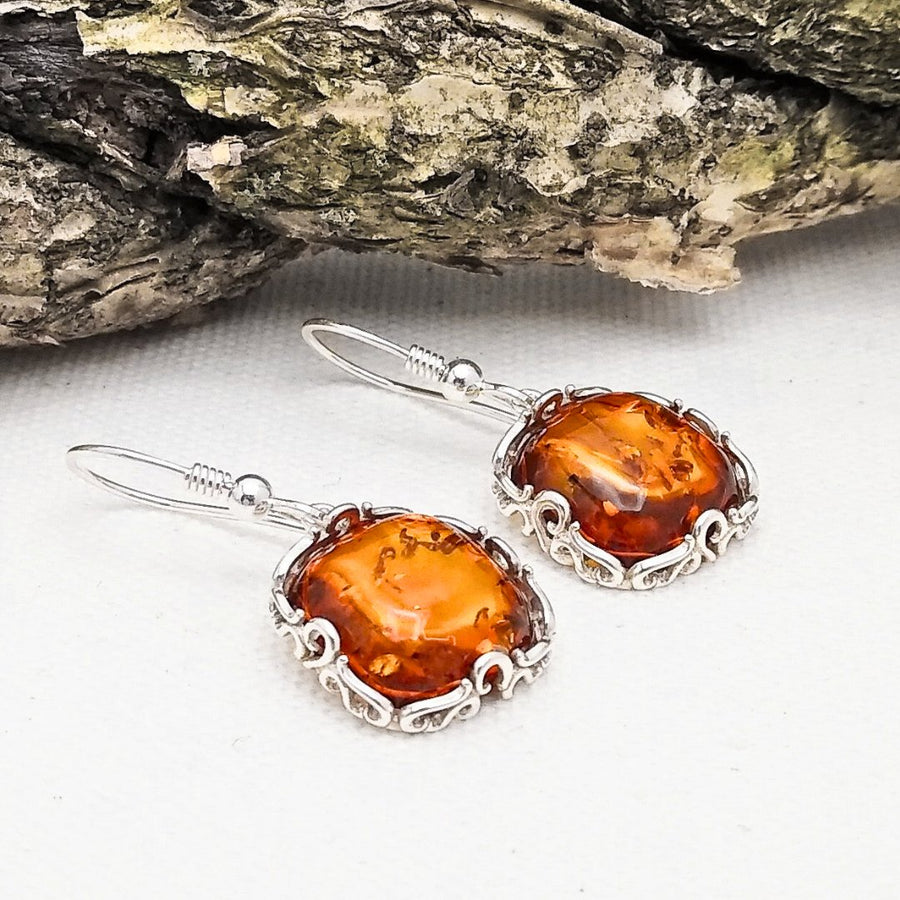Baltic Amber square earring dangles