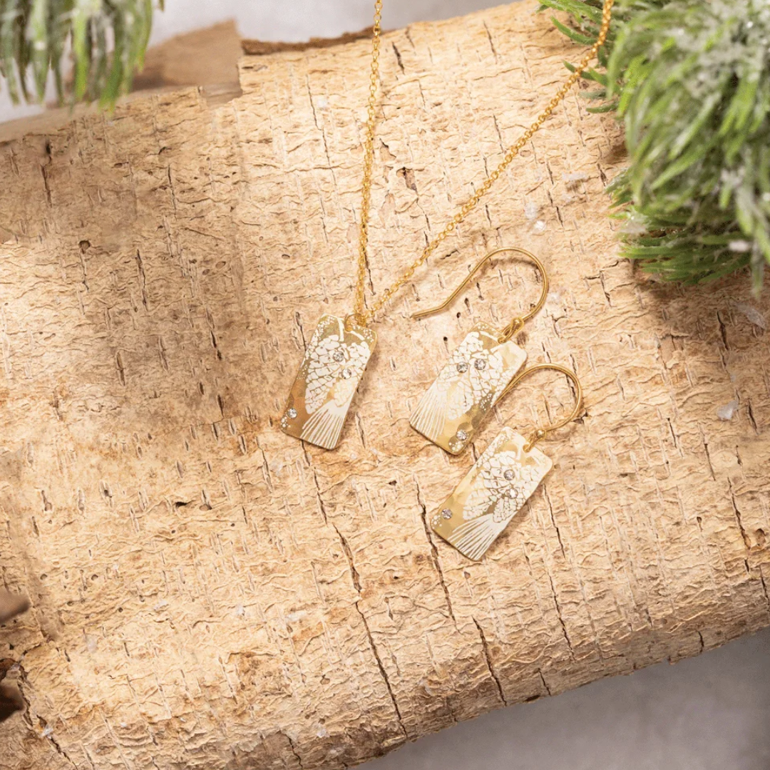 Holly Yashi Radiant Petra Earrings and Necklace Set - Niobium and Gold Filled - Color Gold