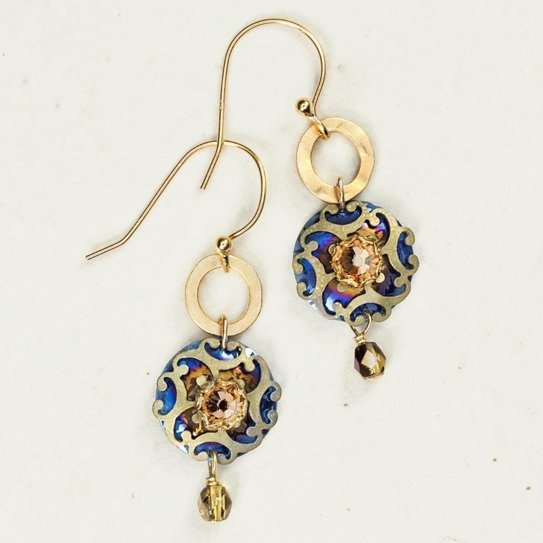 Holly Yashi Encircled Abela Earrings - Niobium - Color: Denim - Urban Sterling Silver