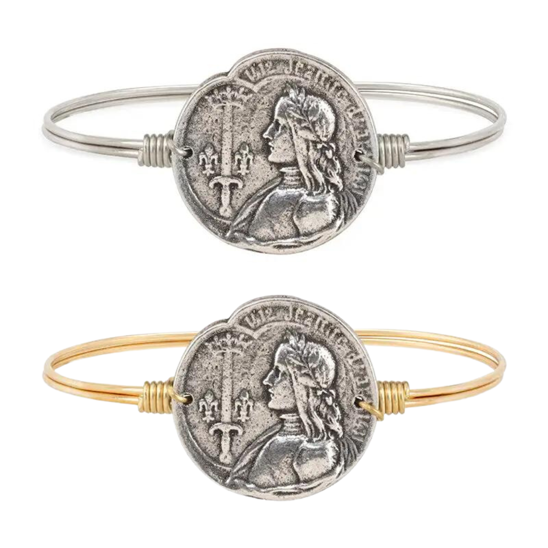 Luca + Danni Joan of Arc hook bangle - Silver plated band - Brass plated band