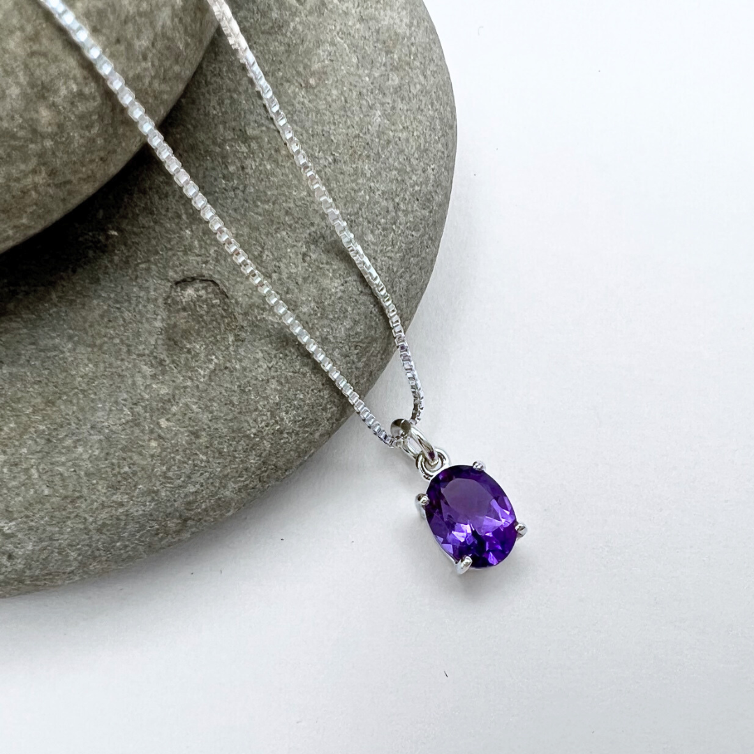 Oval Stone Sterling Silver Pendant