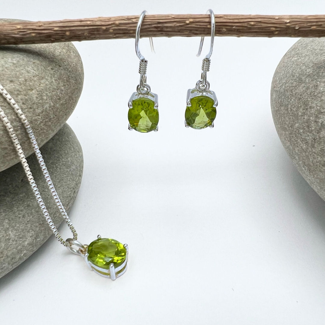 Oval Stone Sterling Silver Pendant
