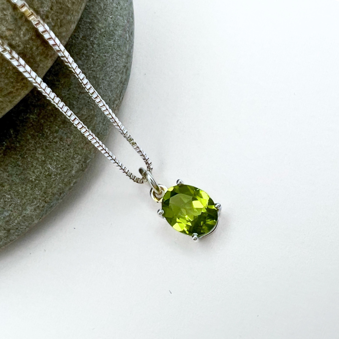 Oval Stone Sterling Silver Pendant