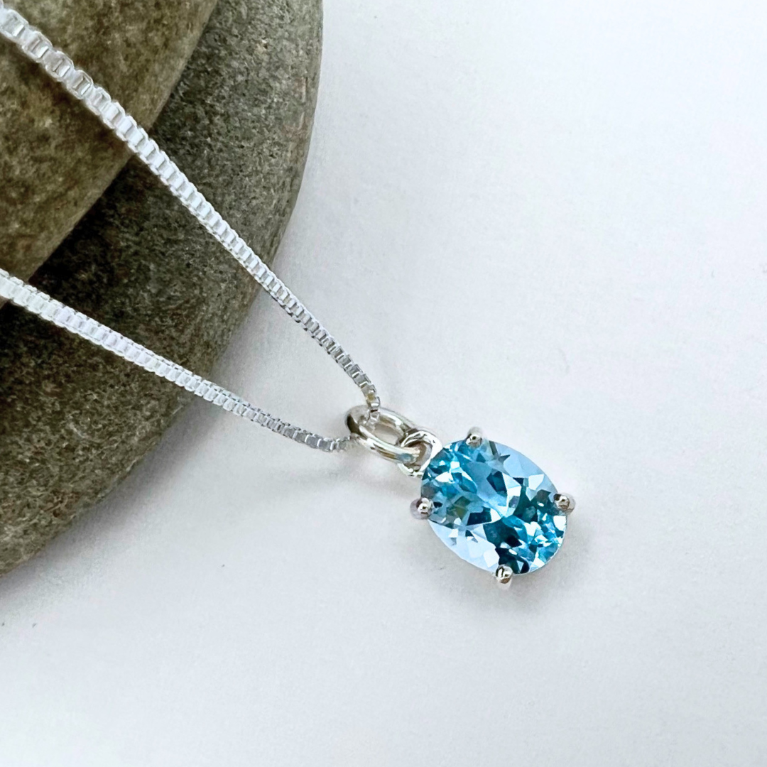 Oval Stone Sterling Silver Pendant
