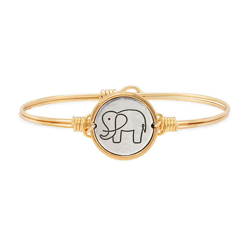 Luca + Danni Lucky Elephant hook bangle - Brass plated band