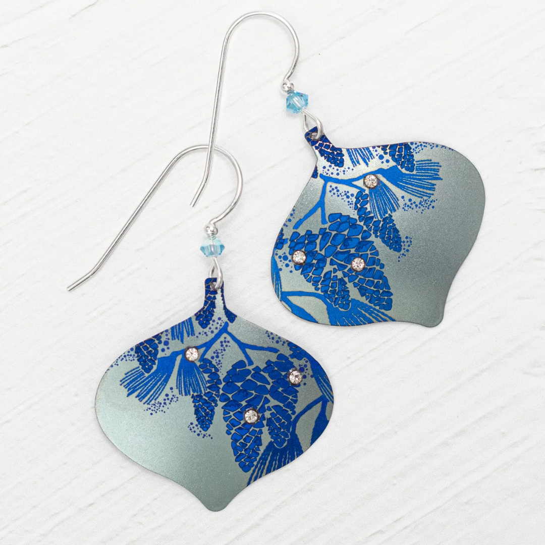 Holly Yashi Clara Ornament Earrings - Niobium and Sterling Silver - Color Ice Blue