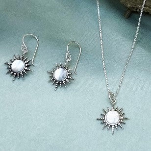 Sterling Sun Pendant With Mother Of Pearl