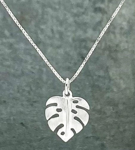 Sterling Silver Monstera Leaf Pendant