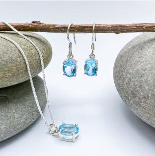 Oval Stone Sterling Silver Dangles