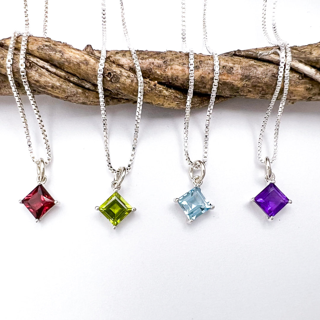 Square Stone Sterling Silver Pendant - Main Image