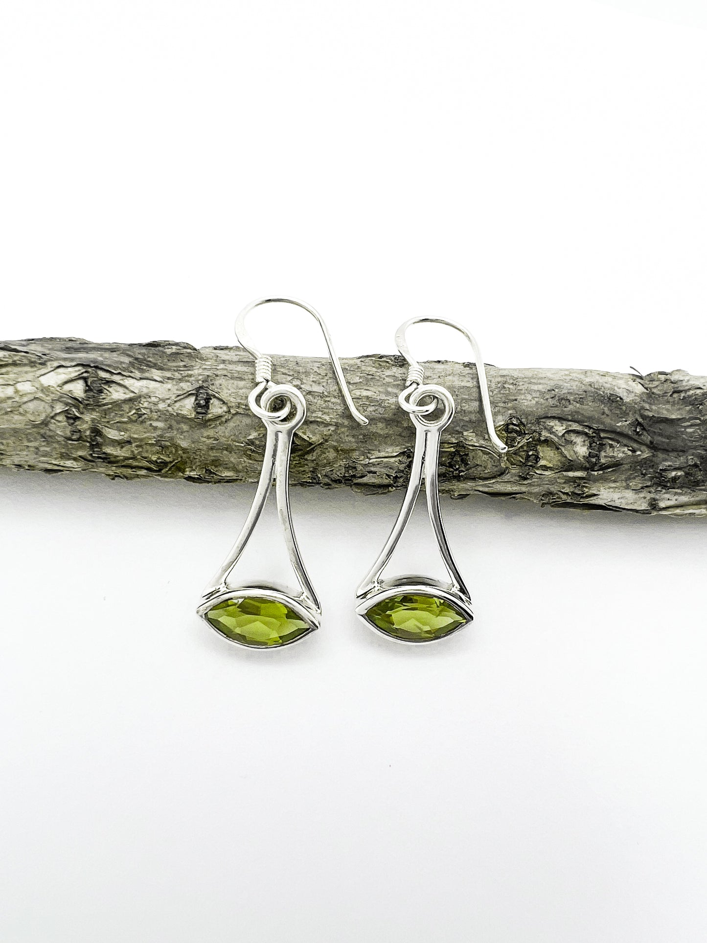 Oval Stone Sterling Silver Dangles