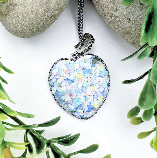 Large Roman Glass Heart Necklace