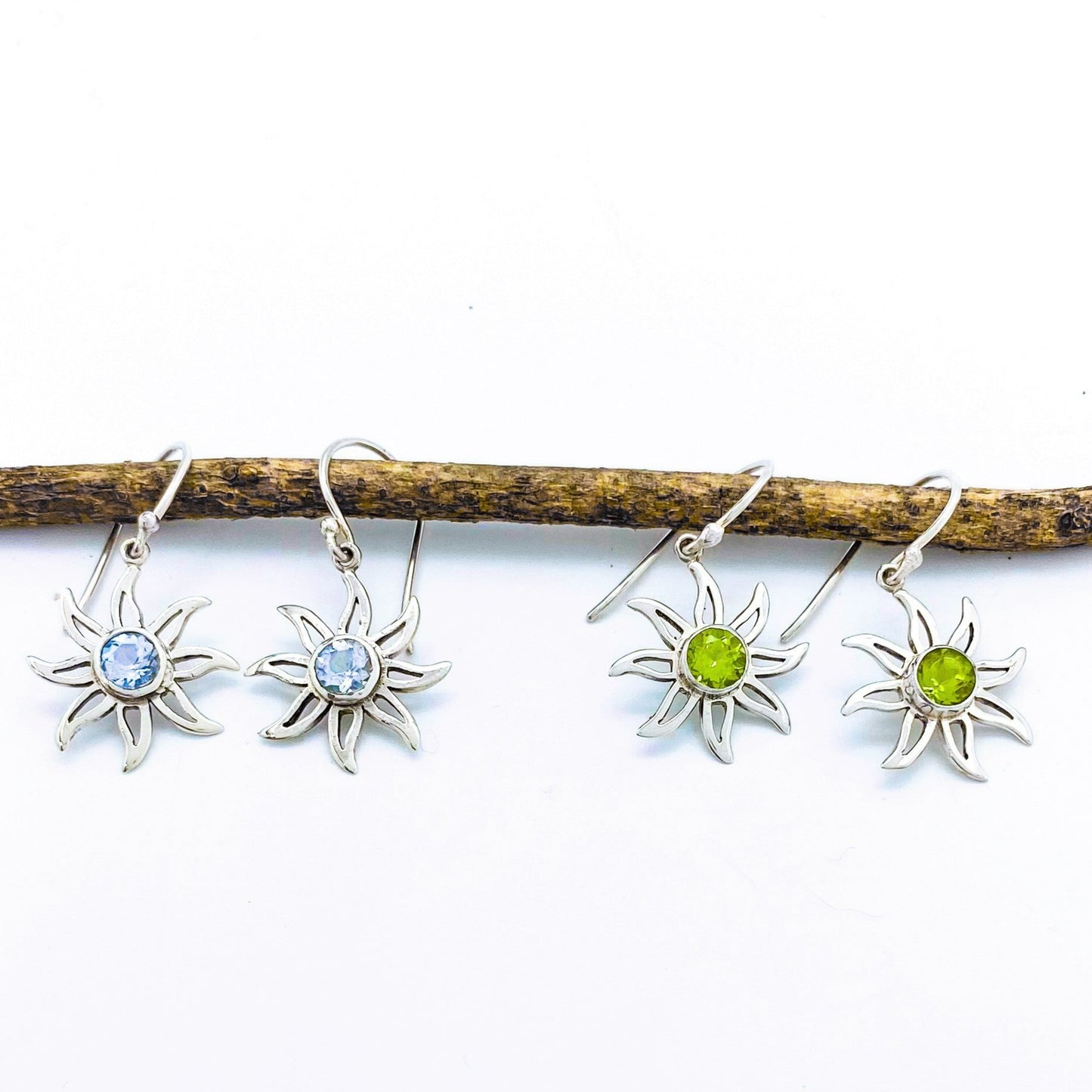 Stone Sun Sterling Silver Dangles