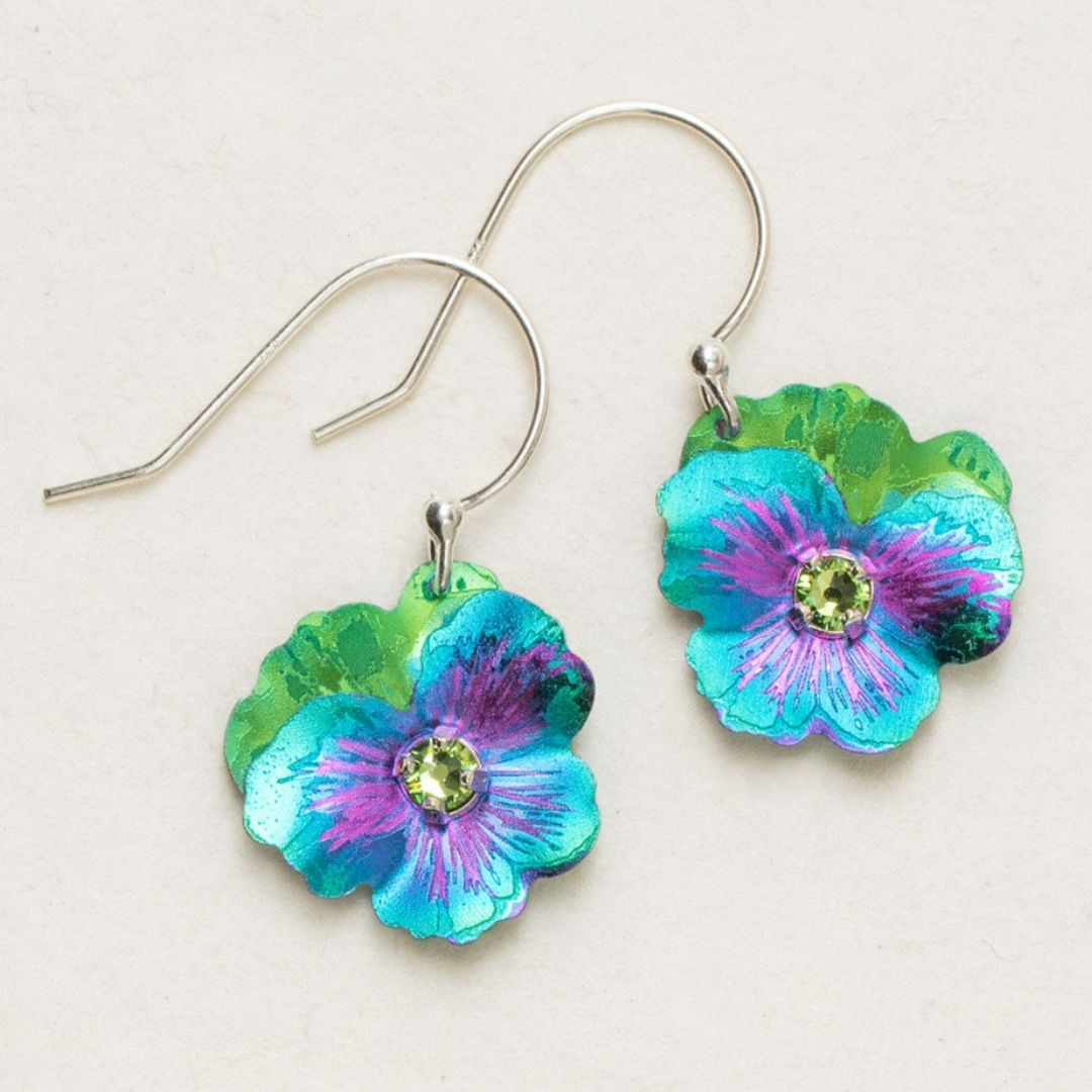 Holly Yashi Garden Pansy Drop Earrings