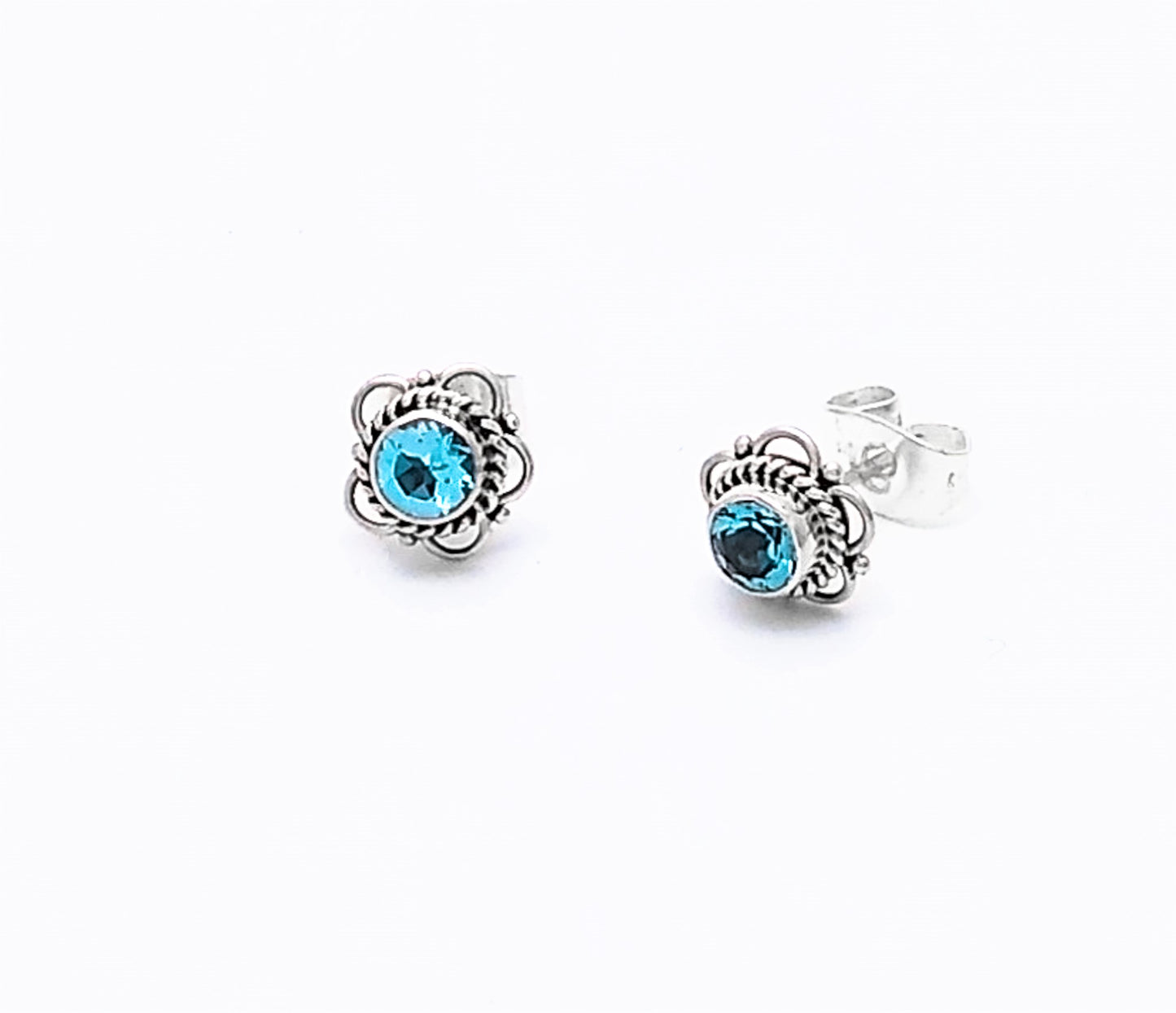 Bali Stone Sterling Silver Studs