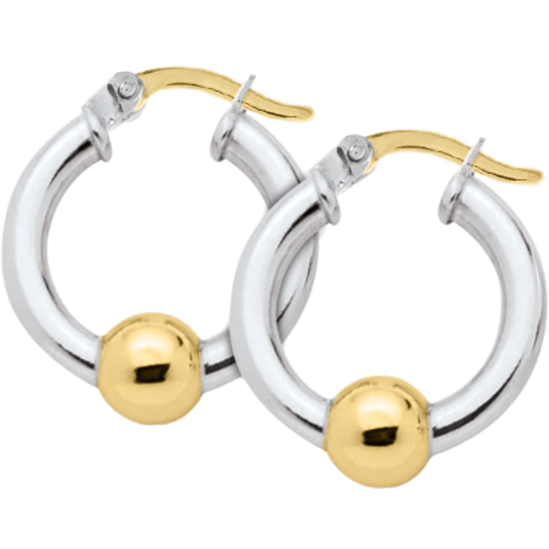 Cape Cod Single Gold Ball Medium Hoop Urban Sterling Silver