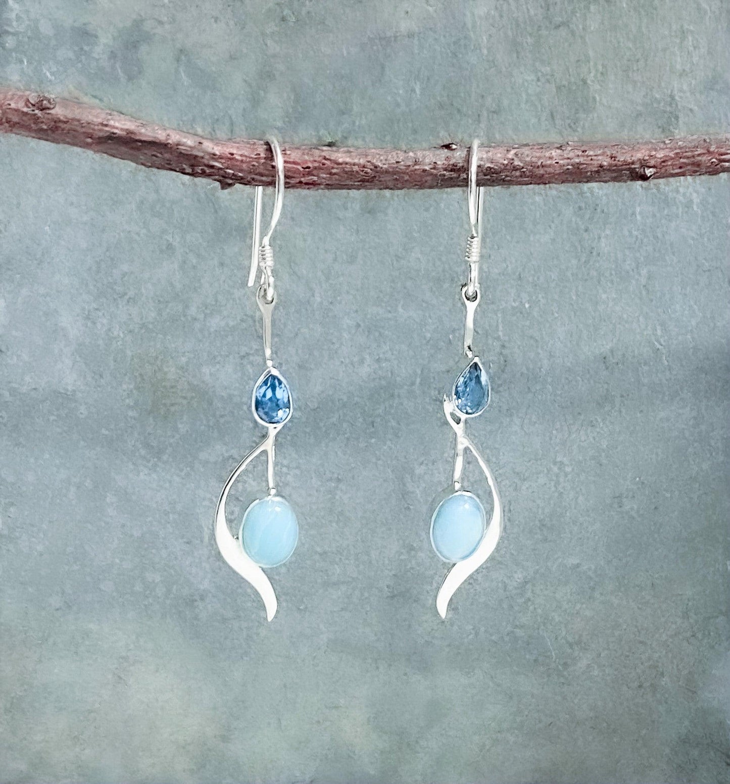 Sterling Silver Larimar and Blue Topaz Earring - Silver Parrot, Inc.