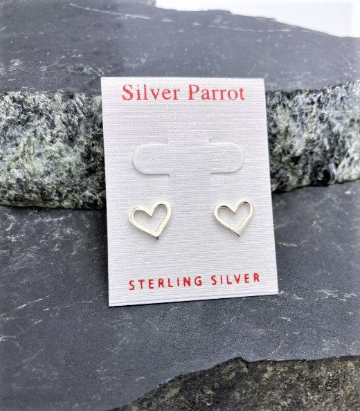Sterling Heart Outline Studs