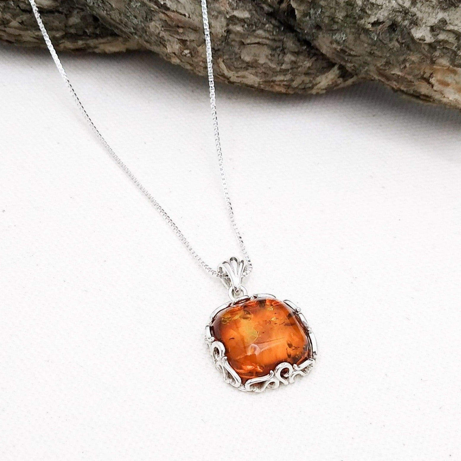 Sterling Silver Baltic Amber Pendant · Urban Sterling Silver