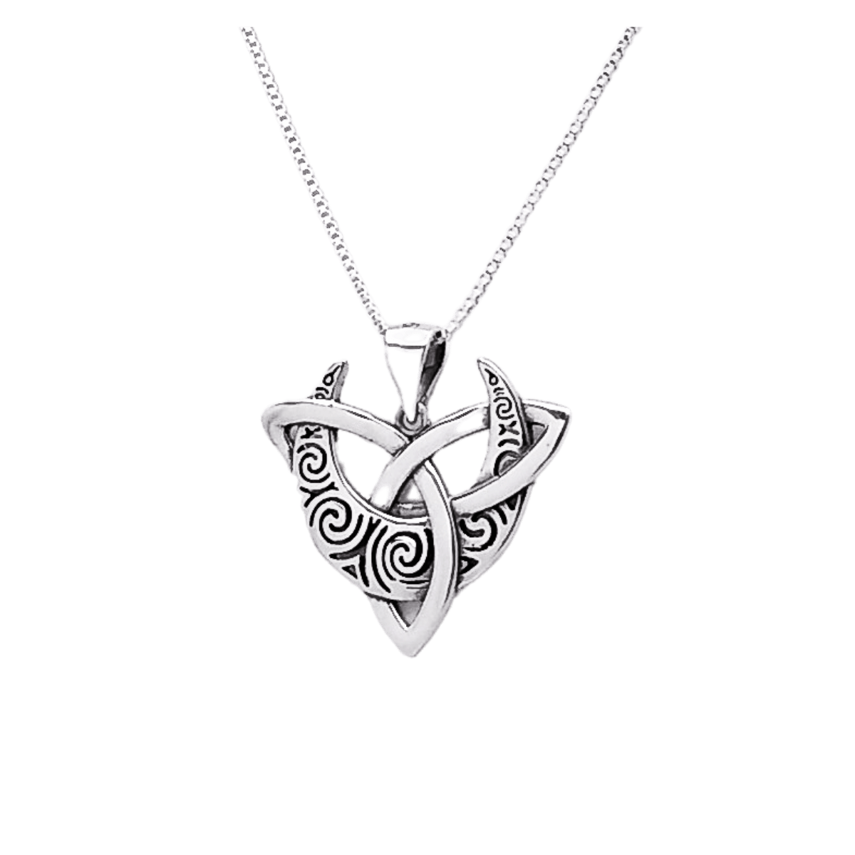 Sterling Celtic Pendant With Knot And Spiral Moon - Silver Parrot, Inc.