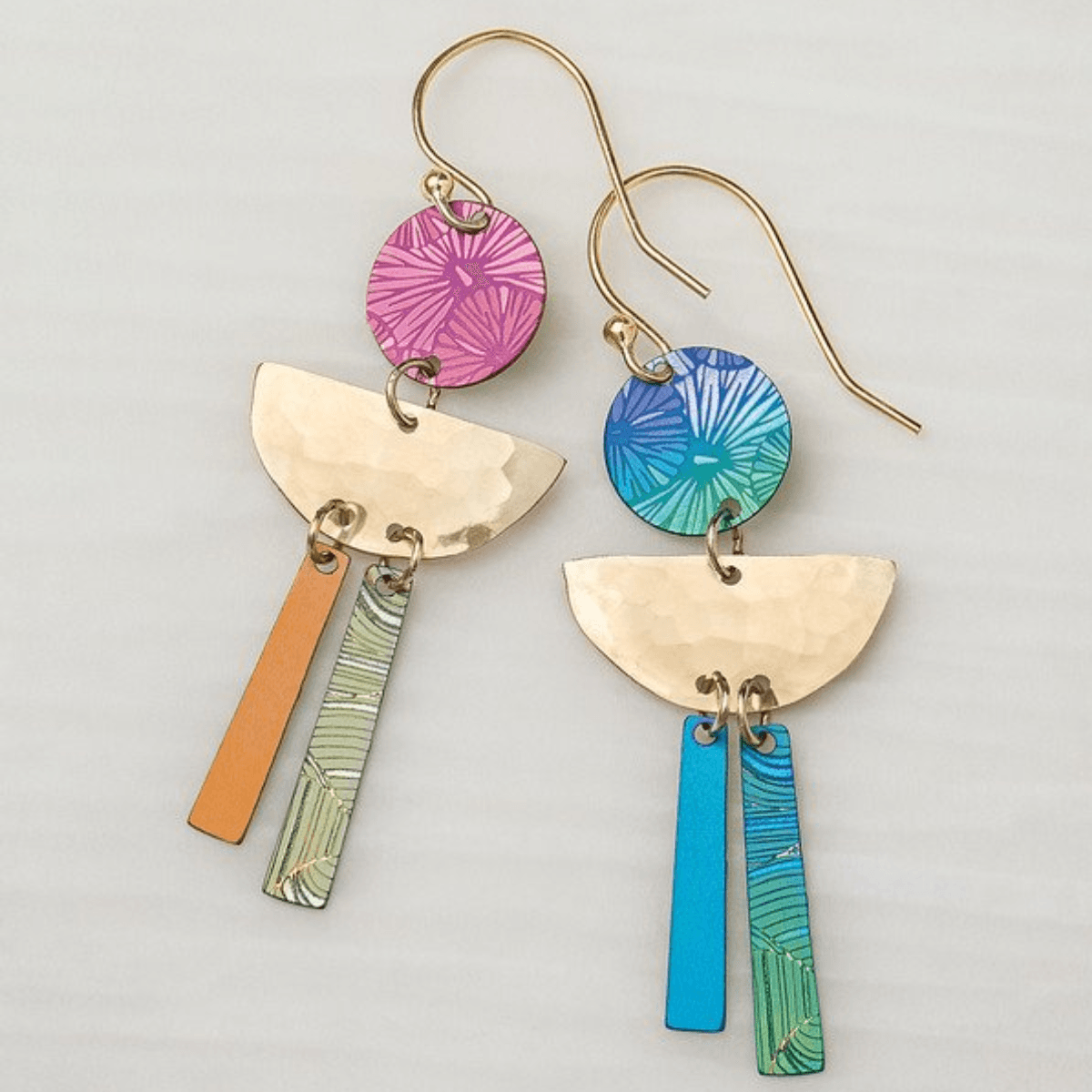 Holly Yashi Ari Earrings , Niobium. 2' long. Brightly colored. Urbansterlingsilver.com