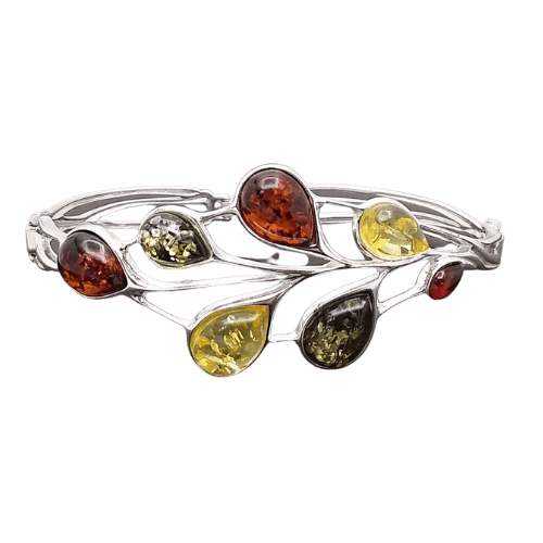 Sterling Silver Bracelet With 7 Amber Stones - Silver Parrot, Inc.