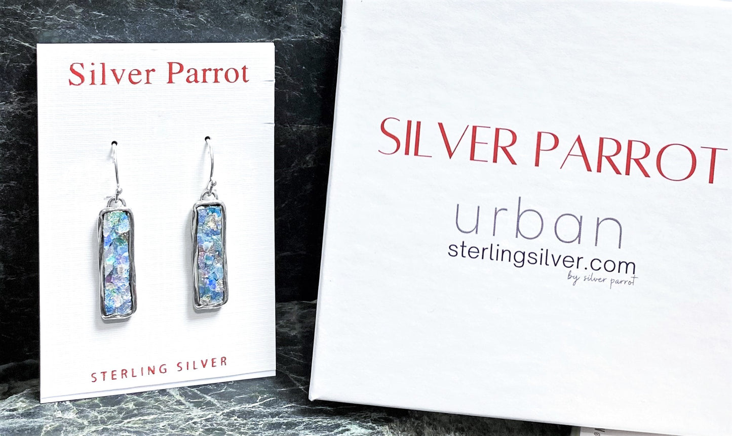 Great Roman Glass Earrings In Sterling Silver