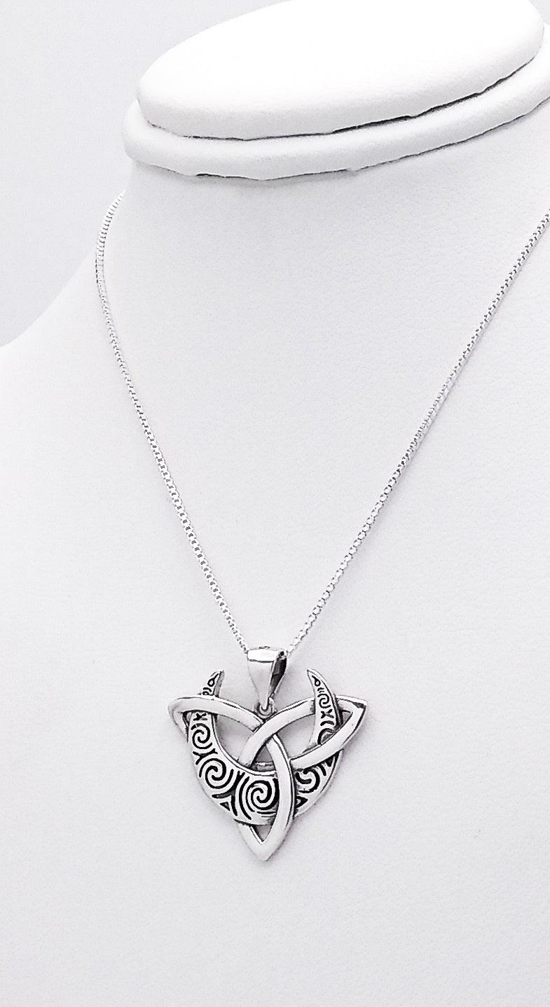 Sterling Celtic Pendant With Knot And Spiral Moon - Silver Parrot, Inc.