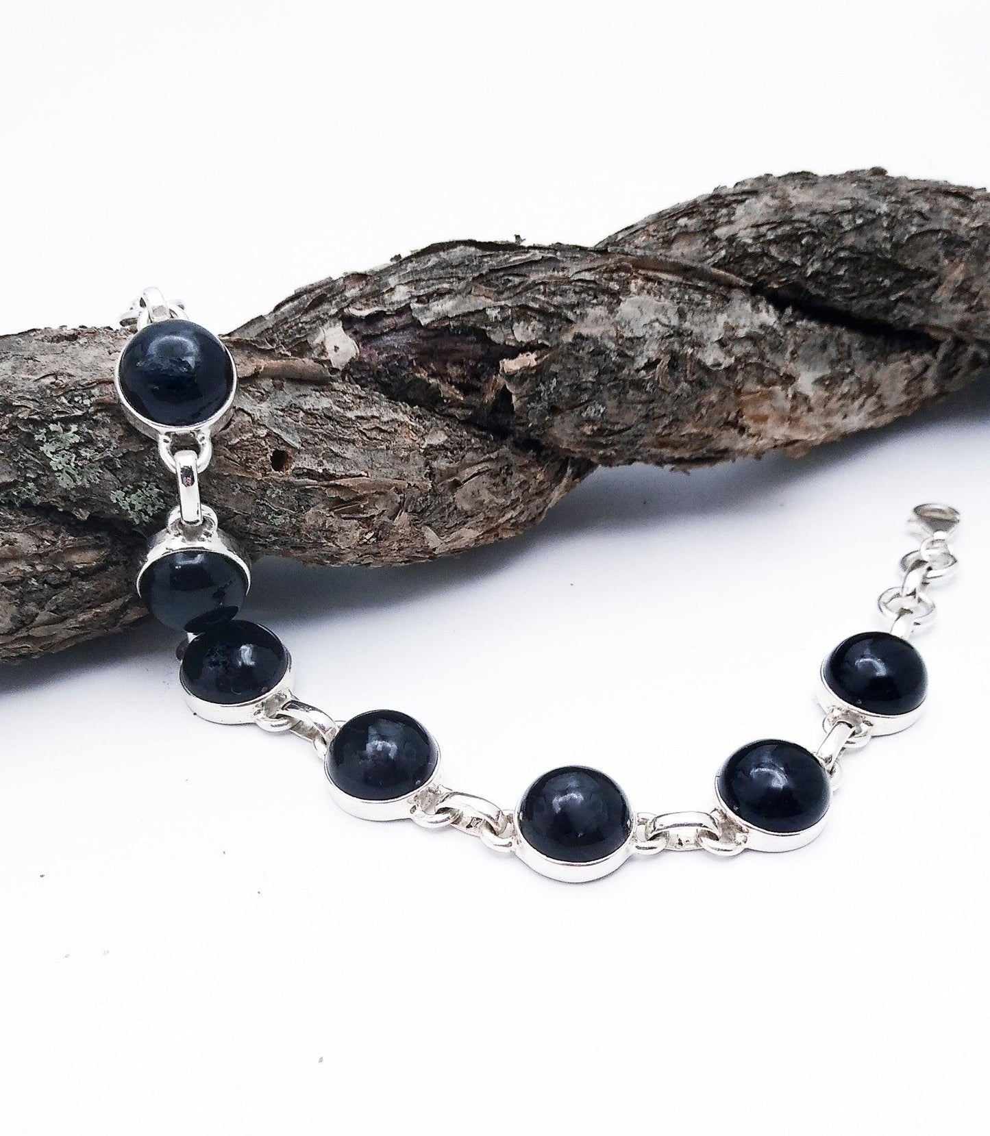 Sterling Bracelet With 7 Onyx Links - Silver Parrot, Inc.