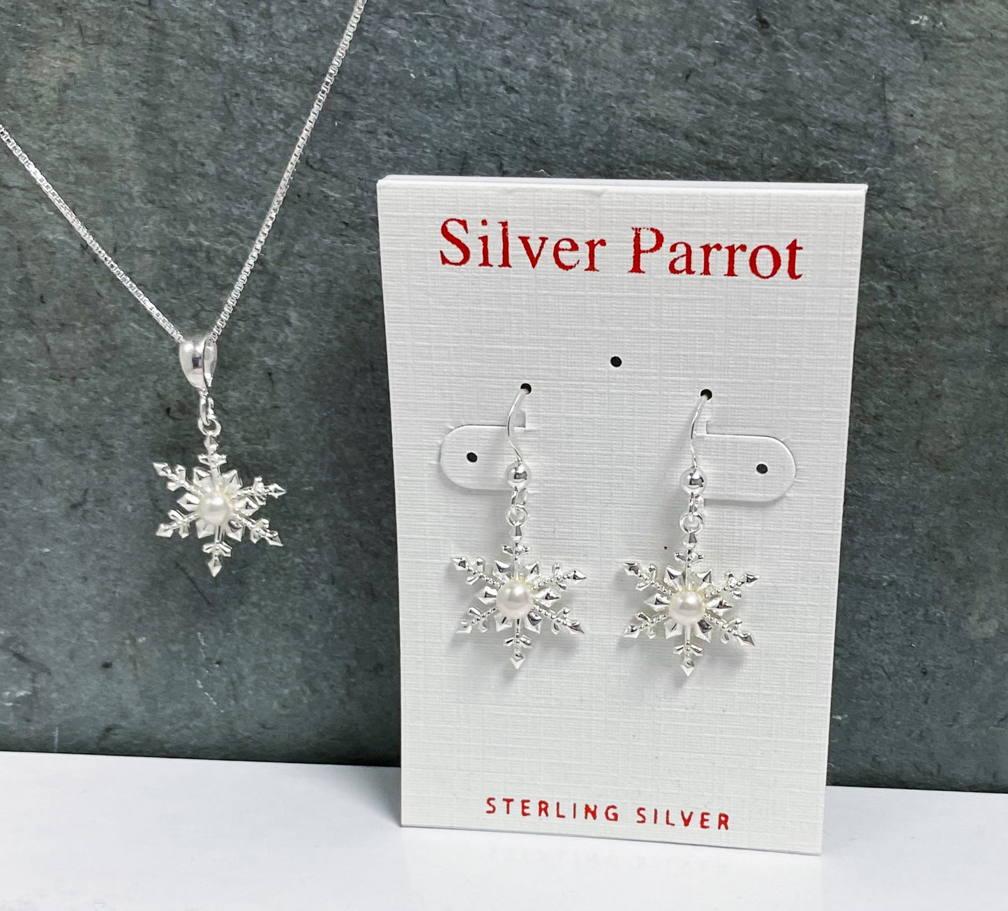 Sterling Silver Snowflake Pendant With Pearl