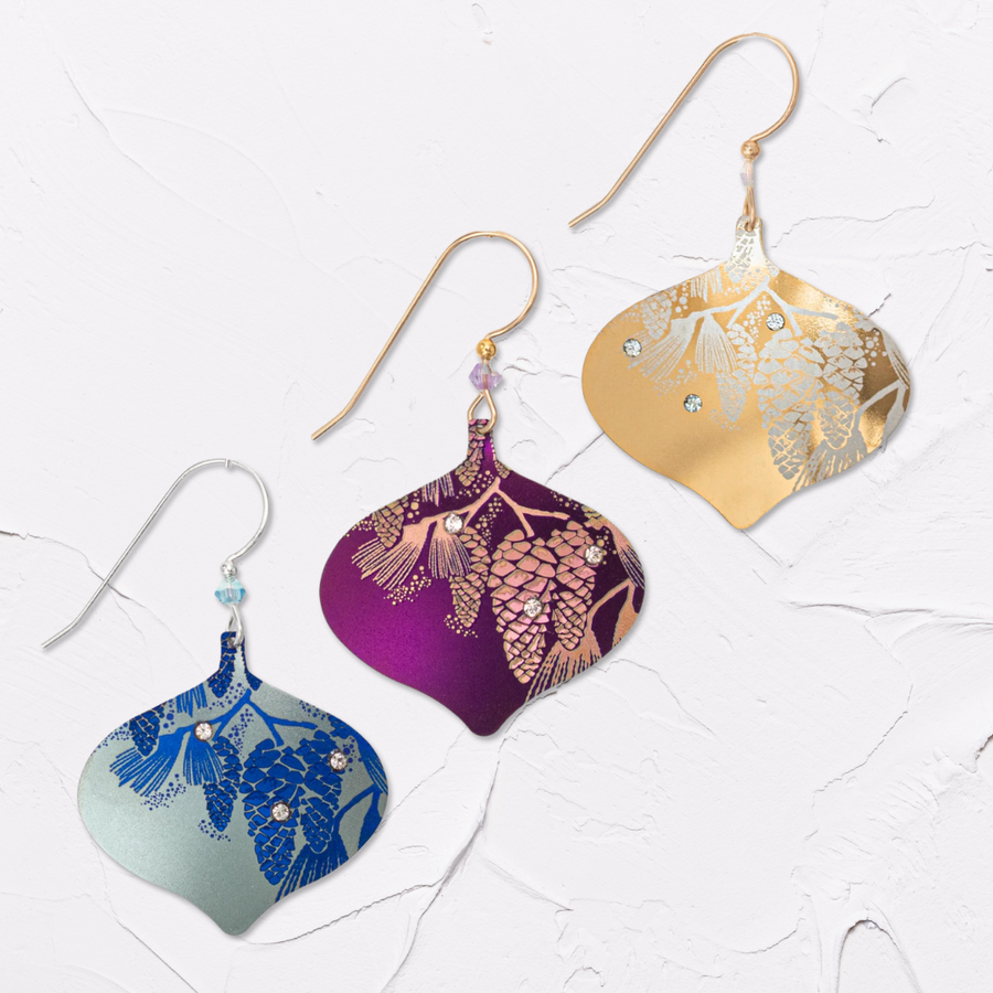 Holly Yashi Clara Ornament Earrings - Niobium, Gold Filled, and Sterling Silver - All colors Ice Blue, Royal Plum and Gold