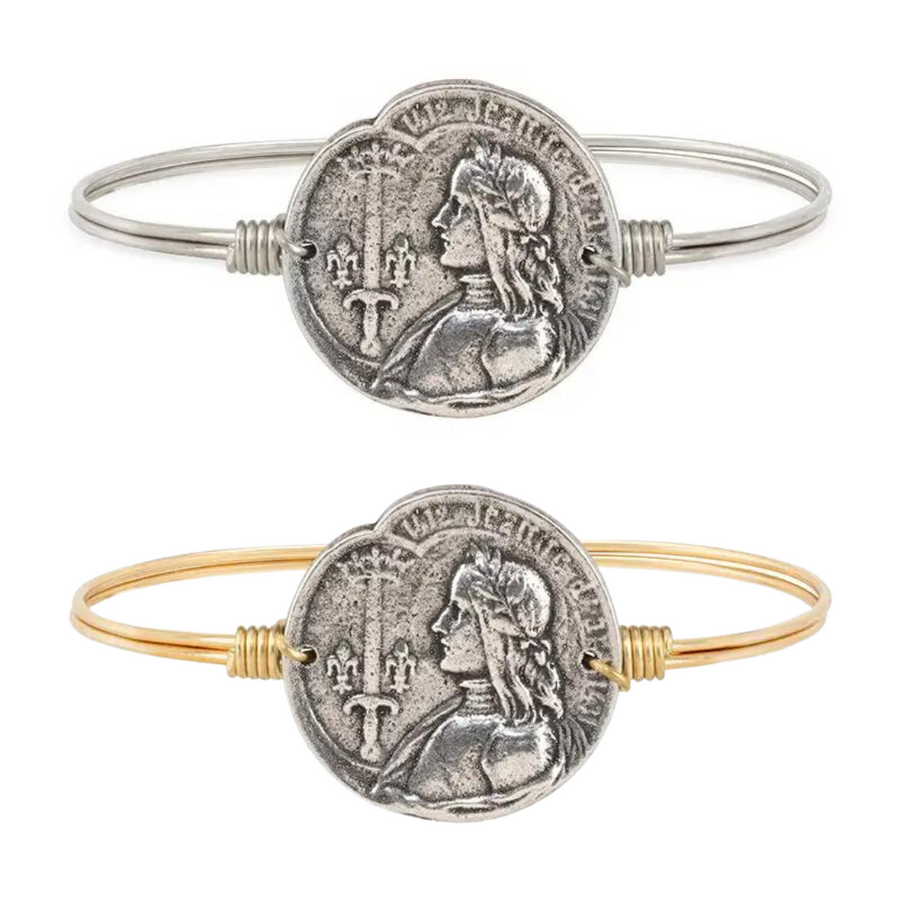 Luca + Danni Joan of Arc hook bangle - Silver plated band - Brass plated band