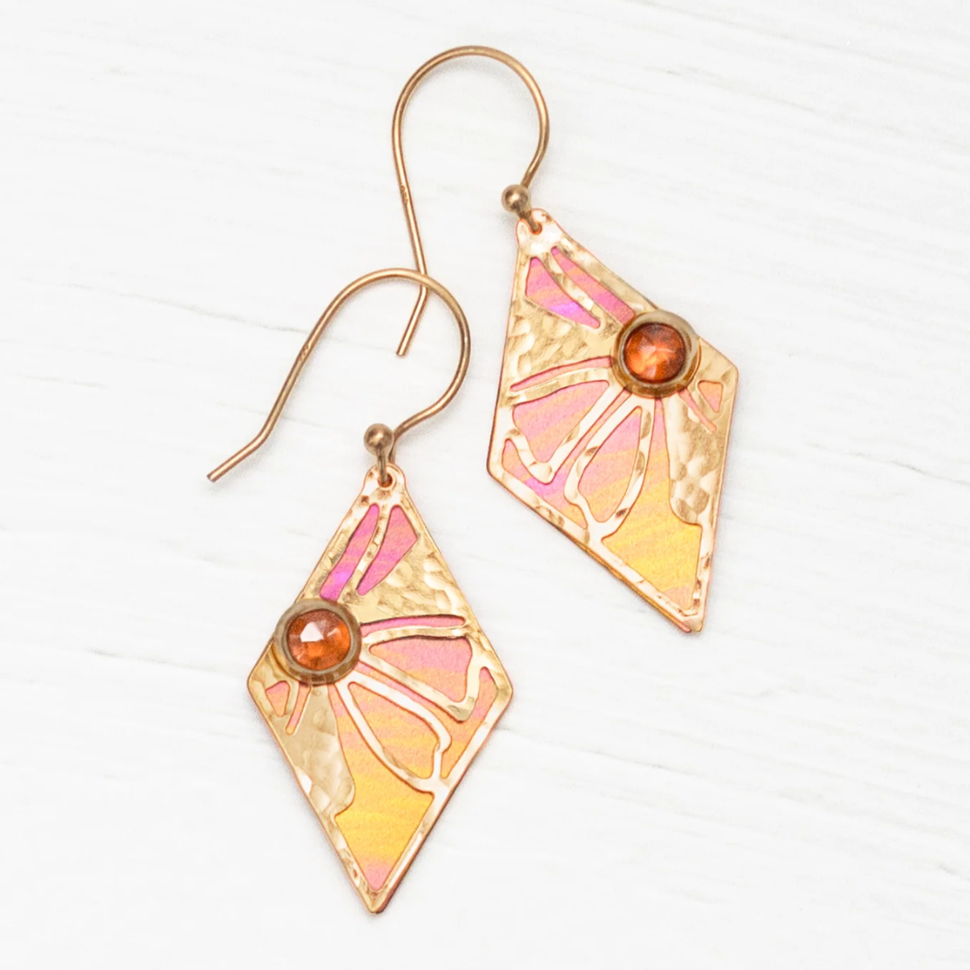 Holly Yashi Drew Earrings - Color Sunset - 18k gold-plated niobium and glass dangles