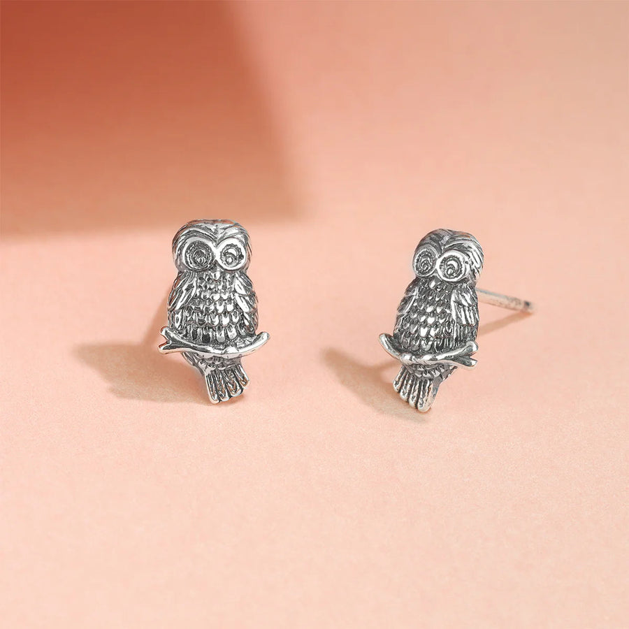 Boma Oxidized Owl Stud Earrings