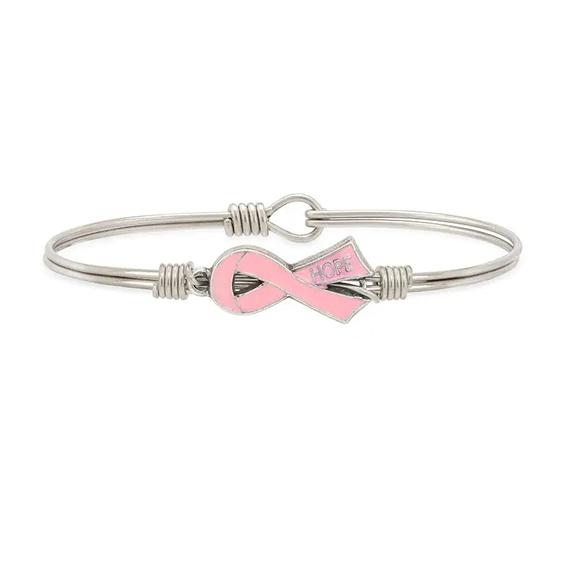 Luca + Danni Breast Cancer Awareness hook bangle - Silver Plated band