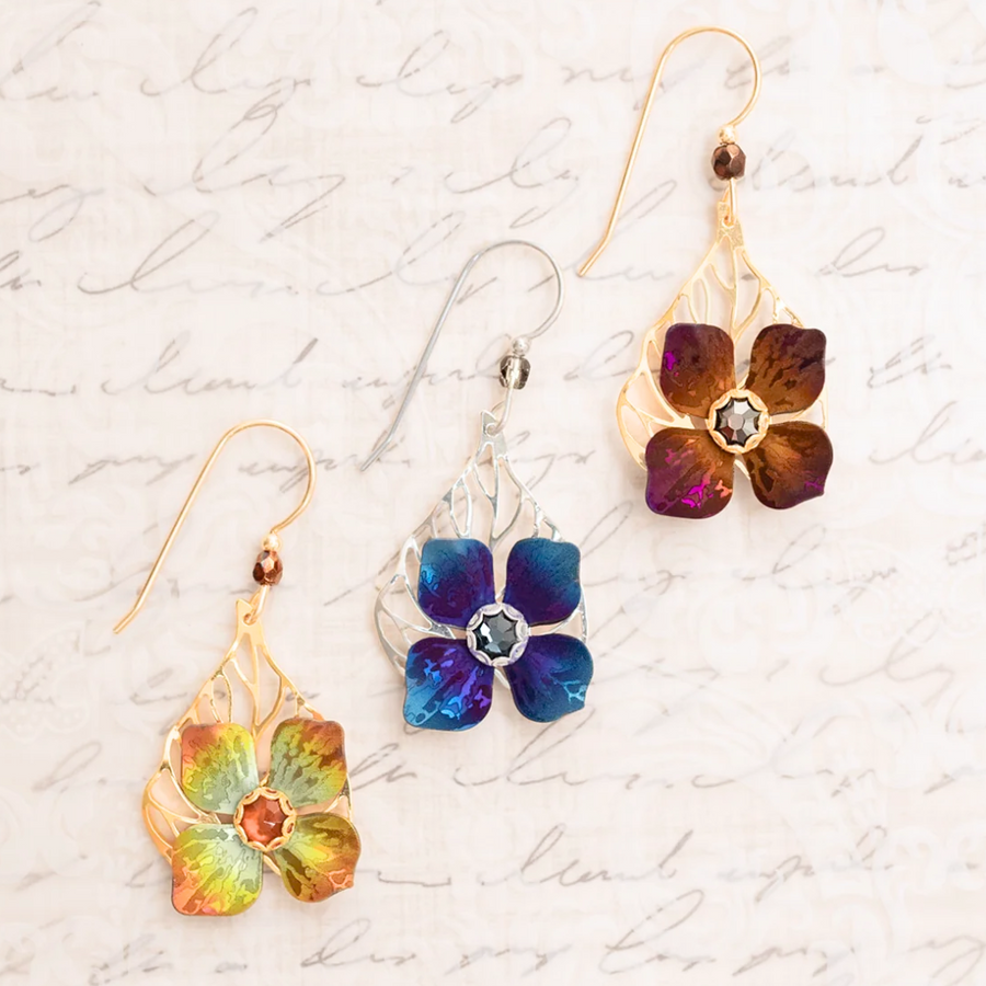 Holly Yashi Seren Earrings - Niobium - All three colors, Velvet Indigo, Mulberry, and Golden Mist.