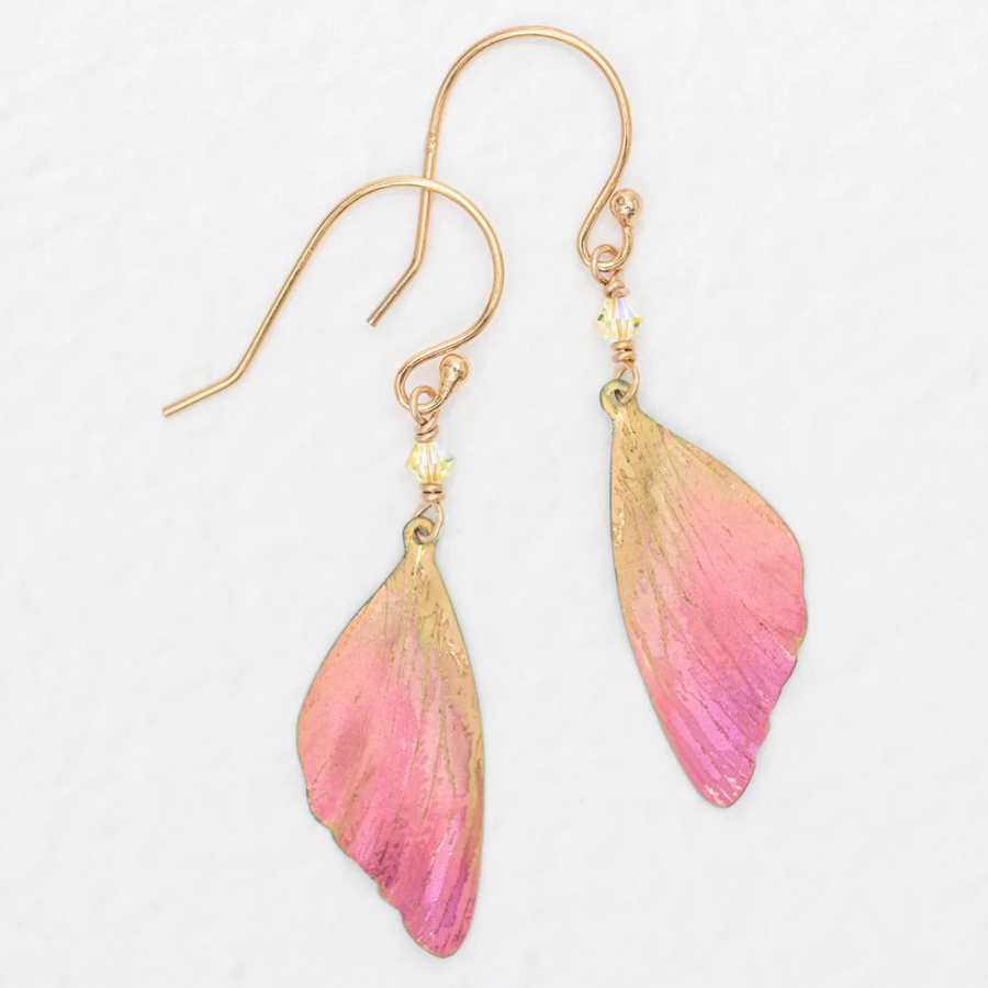 Holly Yashi Special Edition Flutterby Earrings - Niobium and Gold Filled - Pink