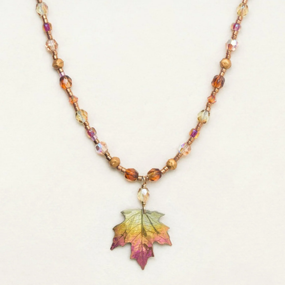 Holly Yashi Sugar Maple Beaded Necklace - Niobium and Gold Filled - Color Peach