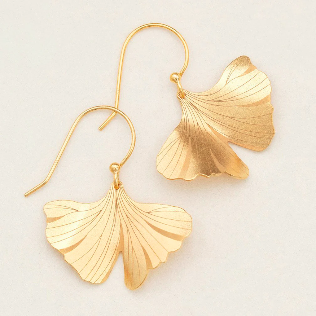 Holly Yashi Ginkgo Earrings - Gold ginkgo leaf design with gold-filled earwires. 
