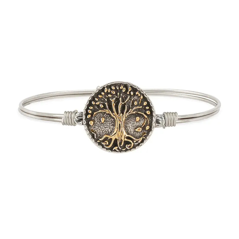 Luca + Danni Tree of Life hook bangle - Silver plated band