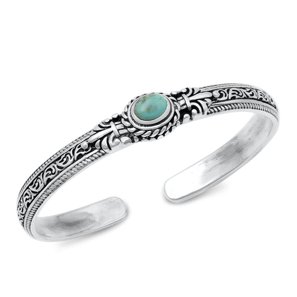 Urban Sterling Silver - Silver Parrot Inc. - Intricate Turquoise Cuff - 925 Sterling Silver