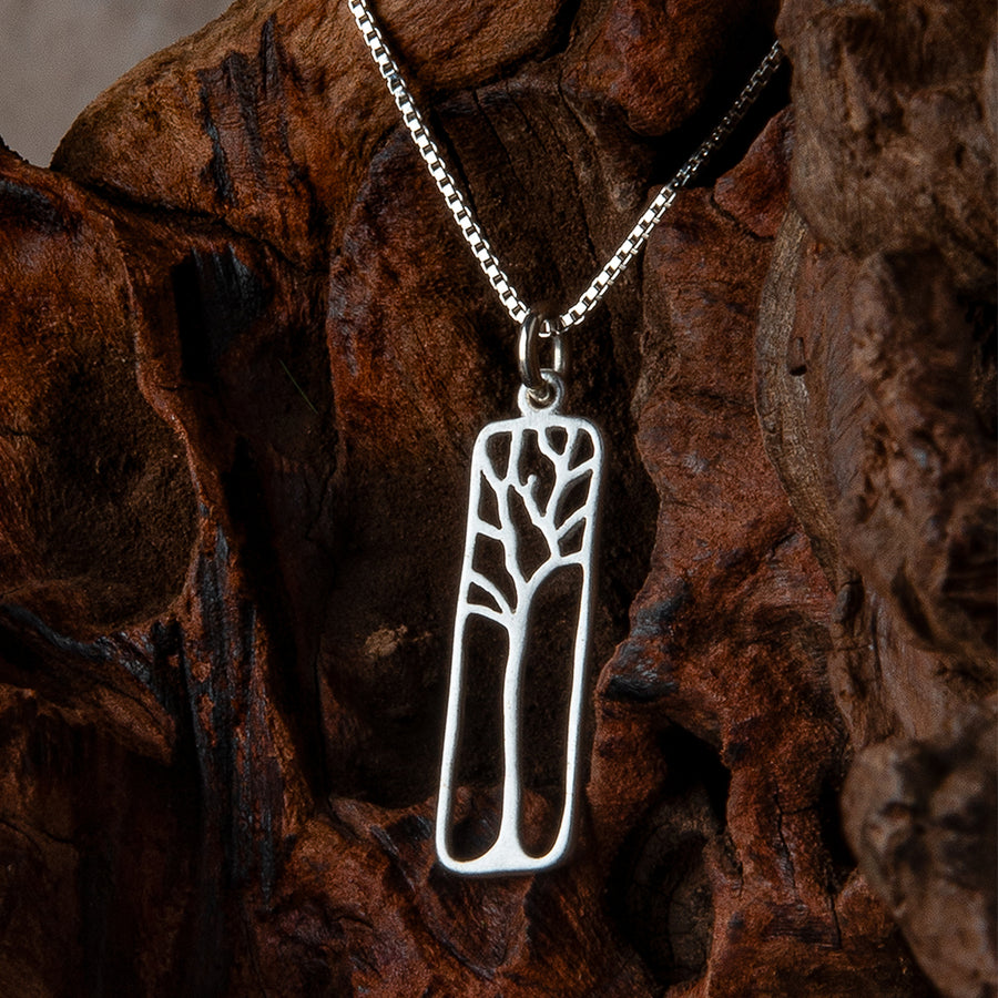 Sterling Silver Framed Tree Pendant