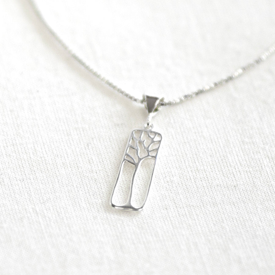 Sterling Silver Framed Tree Pendant