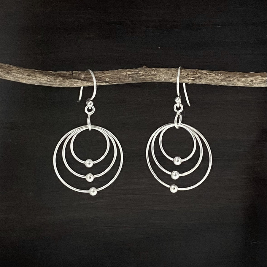 Tri-Circle Sterling Silver Earrings