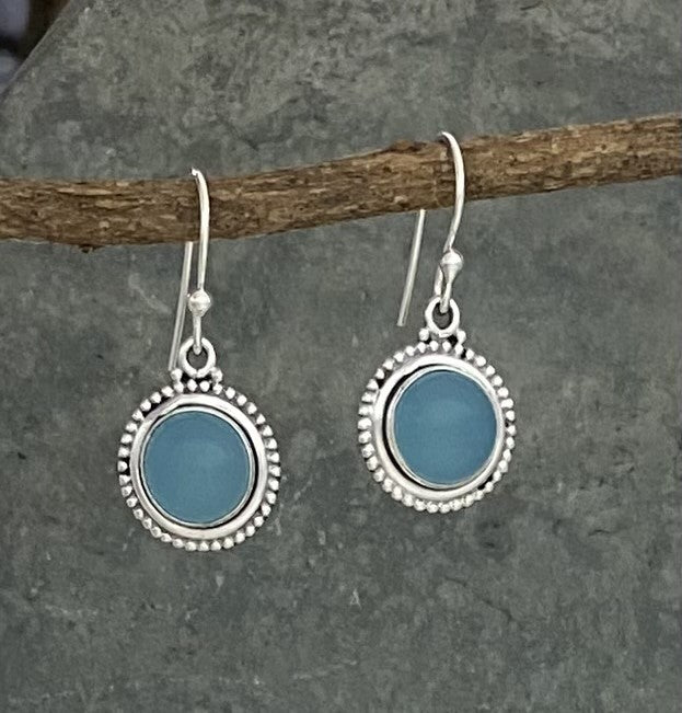 Beautiful Blue Chalcedony Sterling Earrings