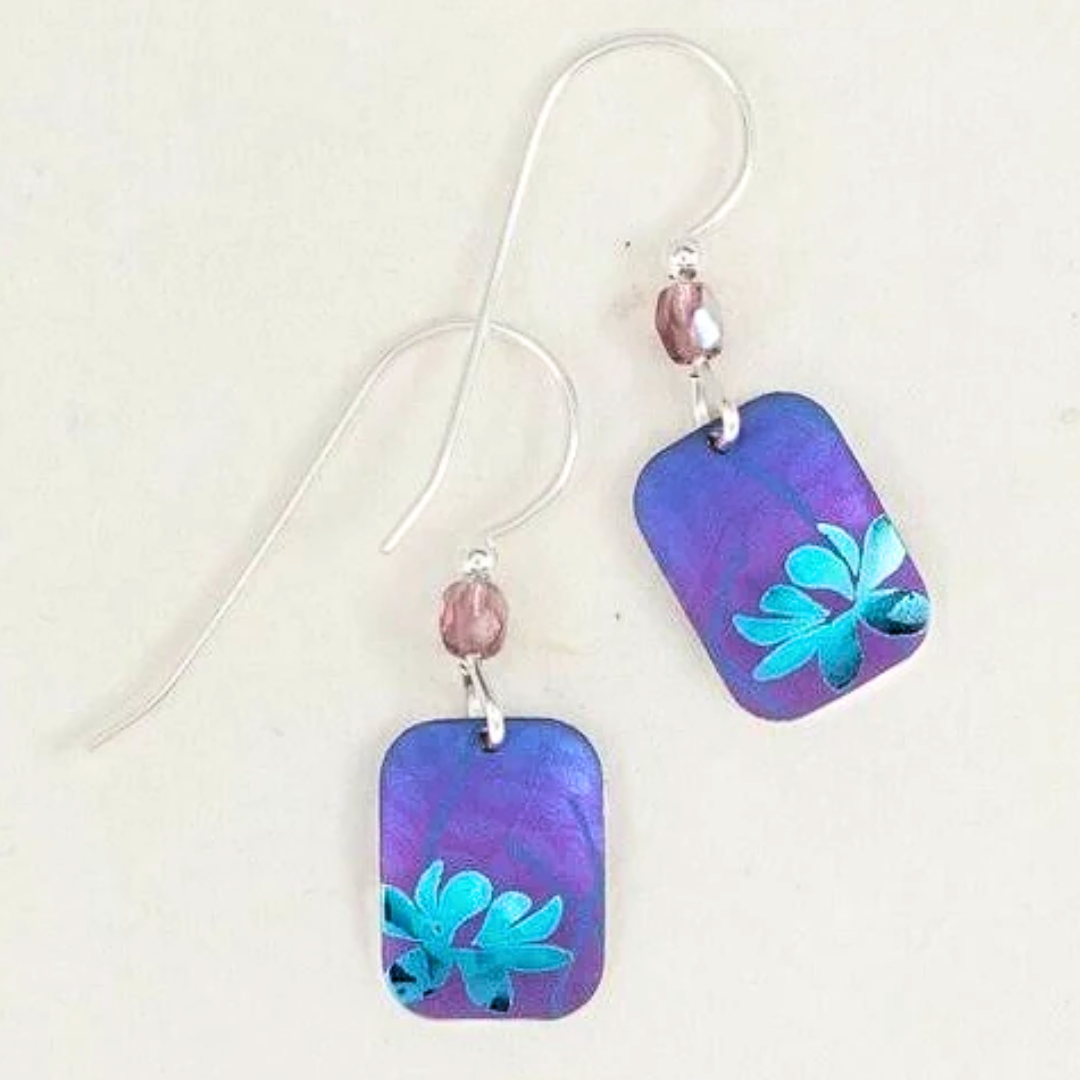 Holly Yashi Blooming Lotus Earrings - Niobium - Color: Purple/Teal