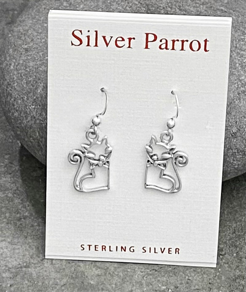 Sterling Silver Cats With Heart