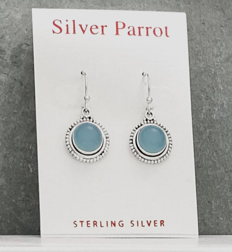 Beautiful Blue Chalcedony Sterling Earrings