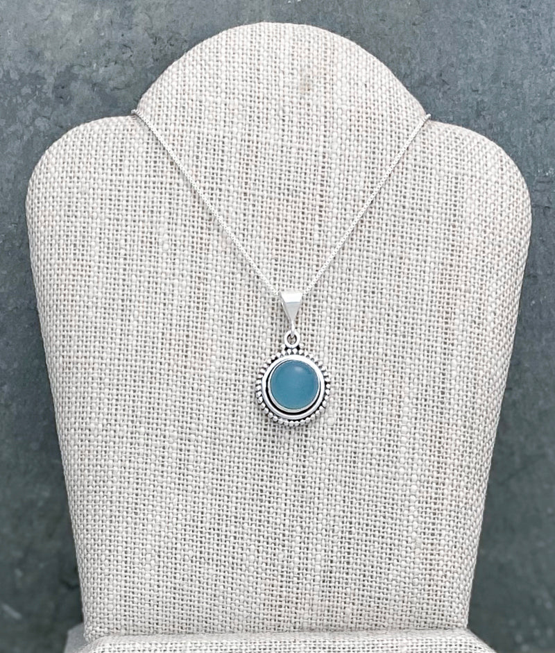 Sterling Silver Pendant with Blue Chalcedony