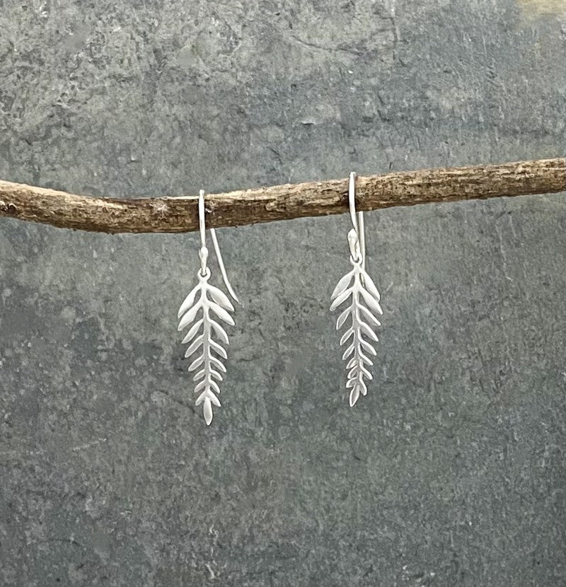 Sterling Silver Fern Leaf Earrings